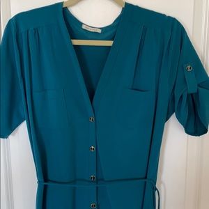 Teal/aqua green button dress